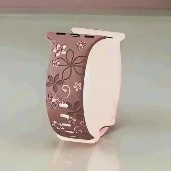 Floral Design Apple Watch Bands in Purple Mauve 38mm 40mm 41mm - Picture 1 of 6